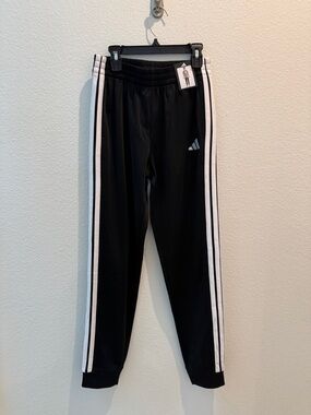 adidas Black Kids Joggers with White Side Stripes